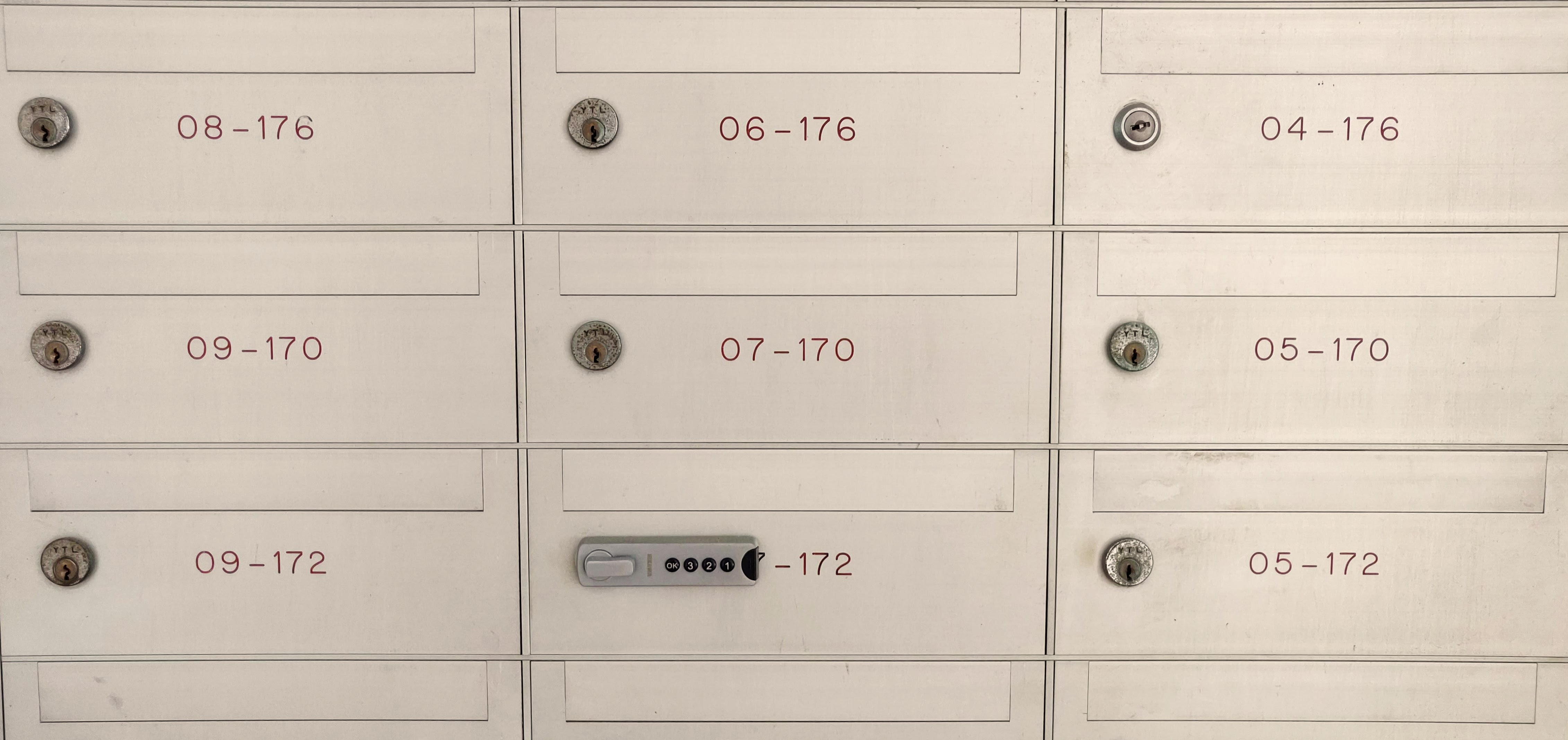A photo of mailboxes